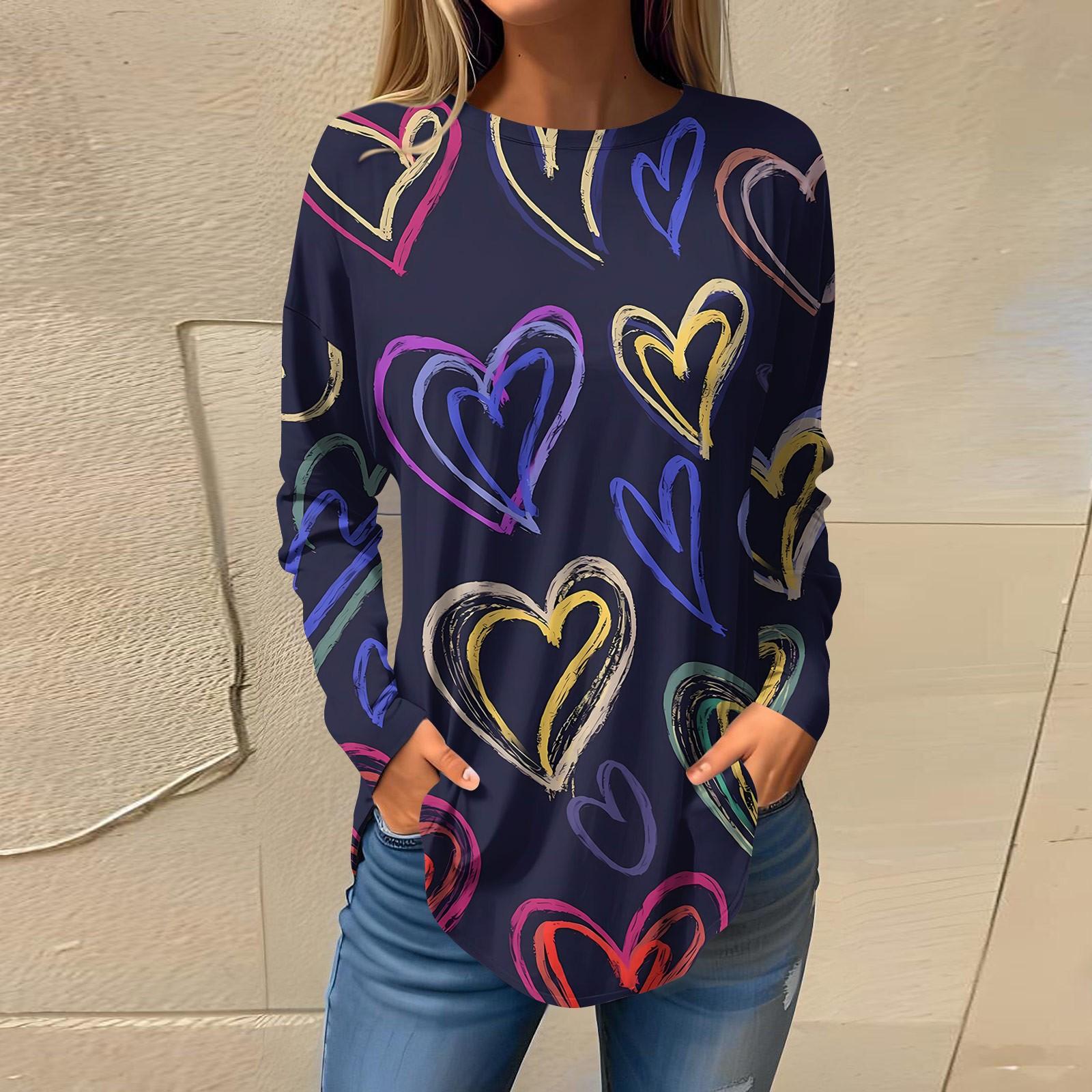 Women s Loose Round Neck Love Valentine s Day Printed Long Sleeved T-shirt Top Pullover
Women s Loose Round Neck Love Valentine s Day Printed Long Sleeved T-shirt Top Pullover