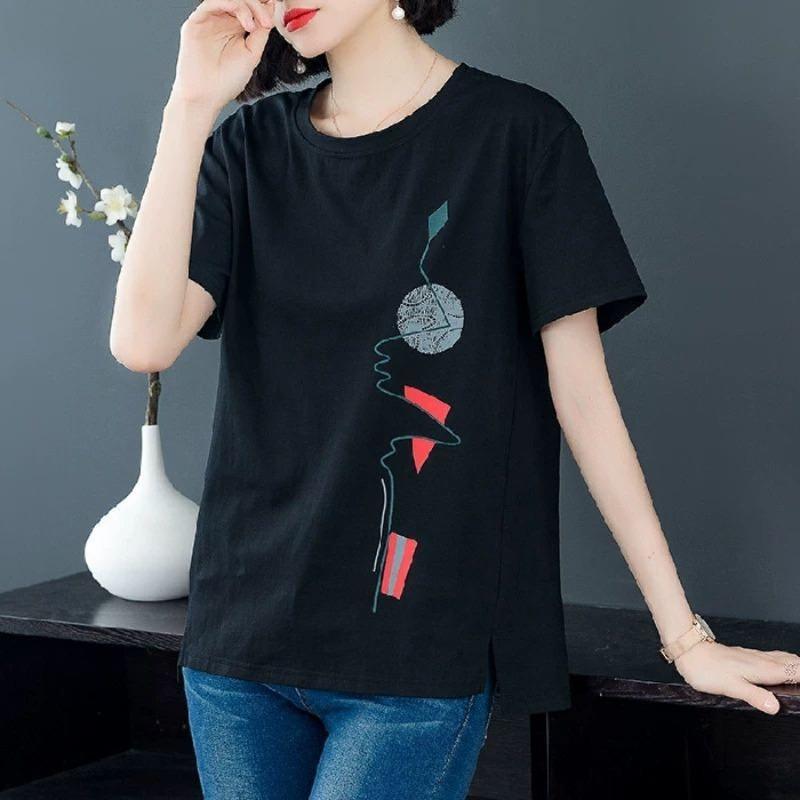 women s Relaxed Fit Round Neck T Shirt Summer Plus Size Printed Casual Top Short Sleeve Blouse M чёрный
women s Relaxed Fit Round Neck T Shirt Summer Plus Size Printed Casual Top Short Sleeve Blouse M чёрный