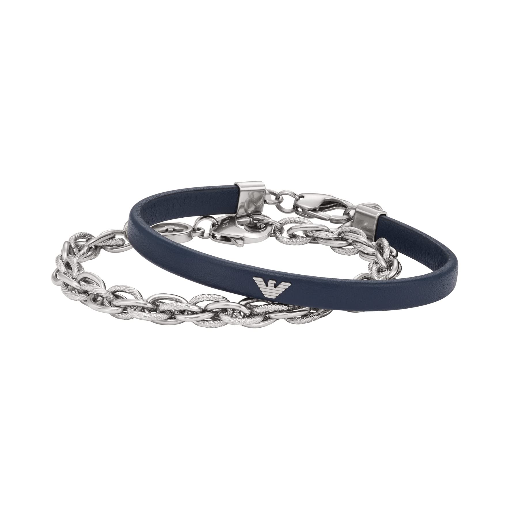 Emporio Armani Blue Leather and Stainless Steel Bracelet Set One Metal No Jewels Men s (Model EGS2943SET), Size, Leather,
Emporio Armani Blue Leather and Stainless Steel Bracelet Set One Metal No Jewels Men s (Model EGS2943SET), Size, Leather,