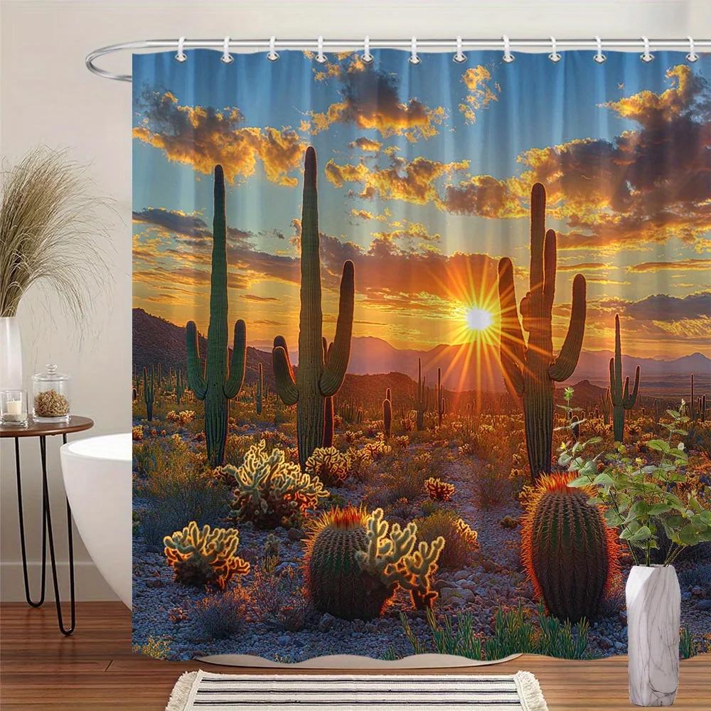 Desert Sunset Shower Curtain - Saguaro Cacti, Vibrant Sky, Mountain Range,Machine Washable Polyester, Southwestern Bath Decor W60H190(CM)-1 Pcs
Desert Sunset Shower Curtain - Saguaro Cacti, Vibrant Sky, Mountain Range,Machine Washable Polyester, Southwestern Bath Decor W60H190(CM)-1 Pcs