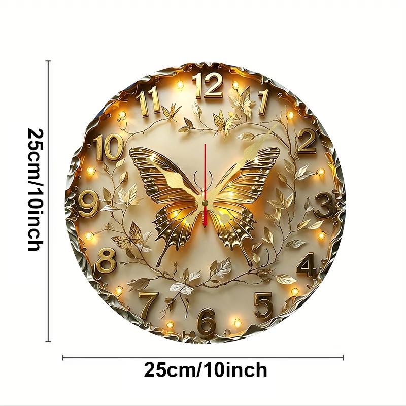 Golden Butterfly Wooden Round Silent Hanging Wall Clock, Suitable For Living Room, Office, Study Room, Bedroom, Home Decoration 10 inch
Golden Butterfly Wooden Round Silent Hanging Wall Clock, Suitable For Living Room, Office, Study Room, Bedroom, Home Decoration 10 inch