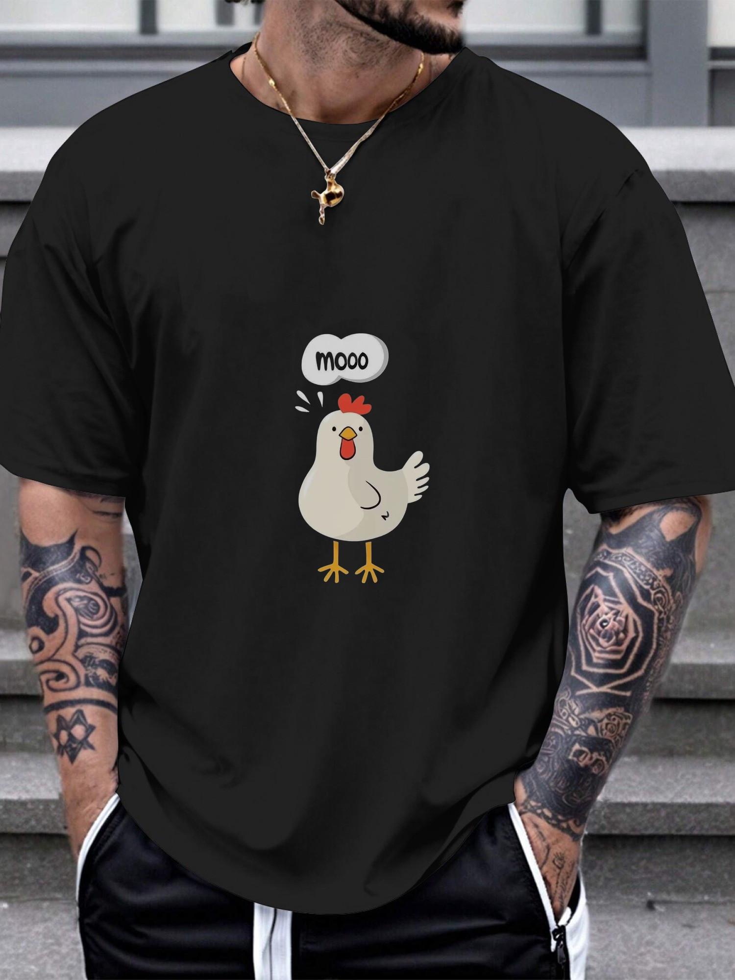 1pc Casual Graphic T-shirt - Minimalist Cartoon Chicken with Moooo Thought Bubble Design XXXL
1pc Casual Graphic T-shirt - Minimalist Cartoon Chicken with Moooo Thought Bubble Design XXXL