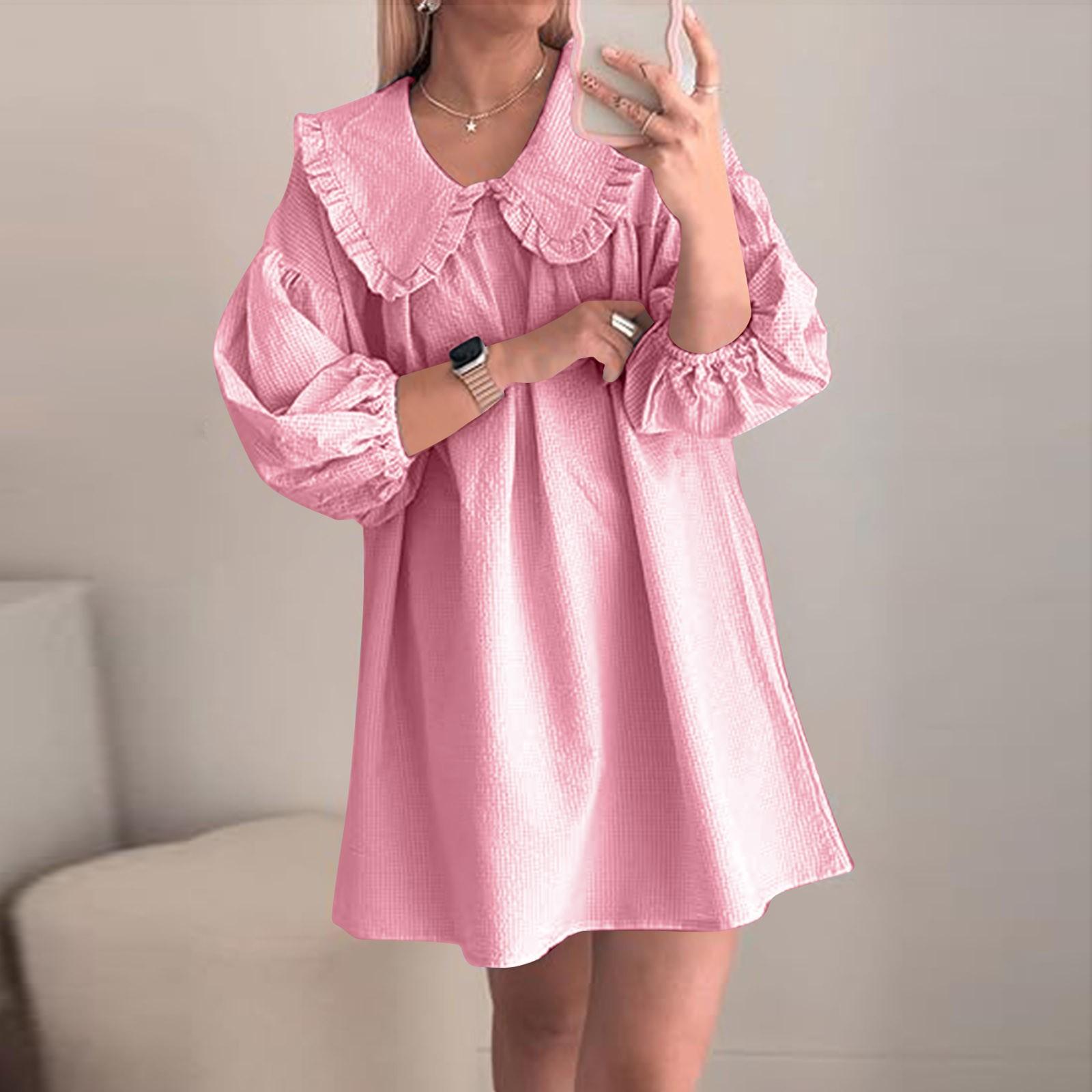 Женское платье-бэбидолл с рукавами-фонариками 3/4, клетчатое платье с отворотом и воротником-куколкой, свободное платье S розовый
Женское платье-бэбидолл с рукавами-фонариками 3/4, клетчатое платье с отворотом и воротником-куколкой, свободное платье S розовый