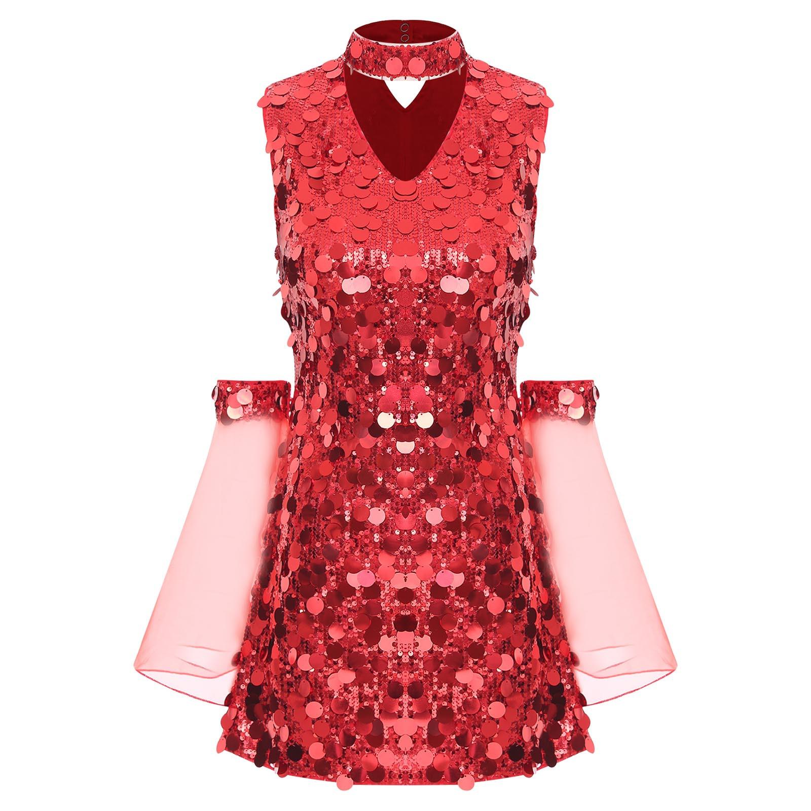 Женский костюм хиппи 70-х годов, мини-платье с пайетками и съемными расклешенными рукавами из сетки, наряд для вечеринки в стиле диско S красный
Женский костюм хиппи 70-х годов, мини-платье с пайетками и съемными расклешенными рукавами из сетки, наряд для вечеринки в стиле диско S красный