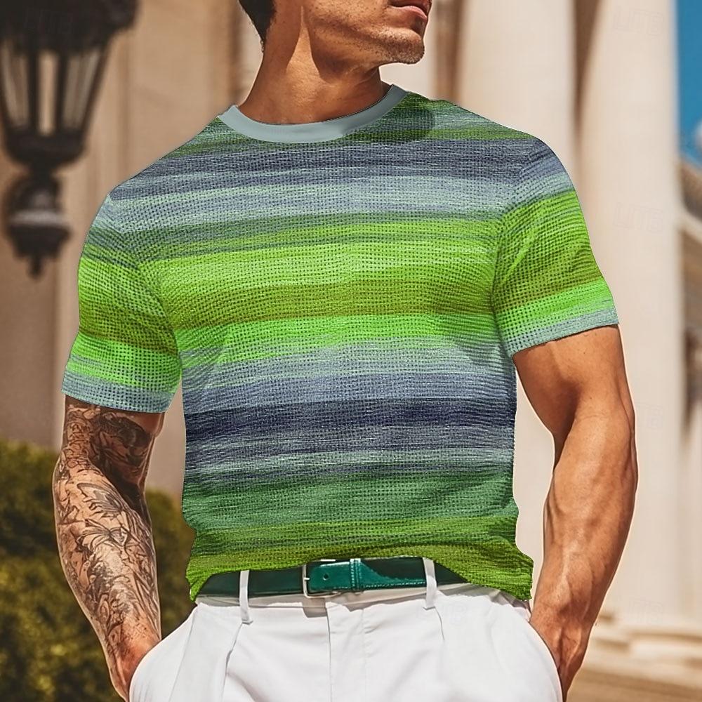 Men s Geometric Horizontal Stripes Waffle Shirt Short Sleeve T shirt 3D Print Crew Neck Shirt Fashion Casual Comfortable S
Men s Geometric Horizontal Stripes Waffle Shirt Short Sleeve T shirt 3D Print Crew Neck Shirt Fashion Casual Comfortable S