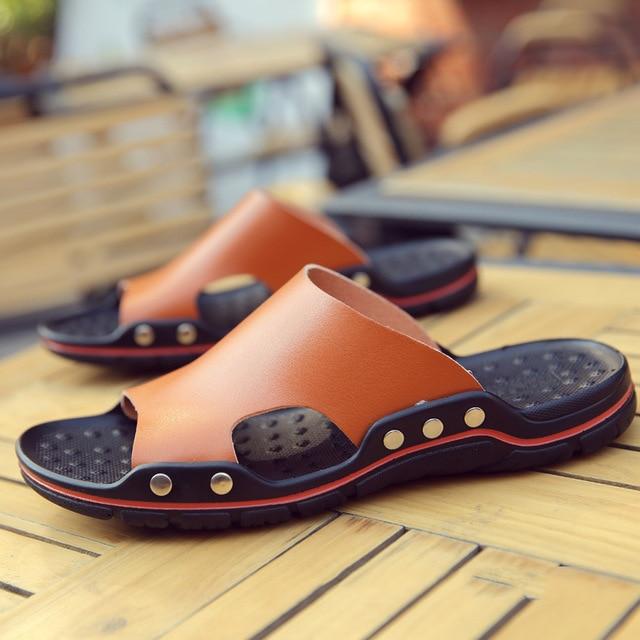 Unisex Couple Genuine Cow Leather Slippers Non-slip Soft PVC Sole Indoor Outdoor Spring Summer Fashion Casual Single Slippers for Men Women 48
Unisex Couple Genuine Cow Leather Slippers Non-slip Soft PVC Sole Indoor Outdoor Spring Summer Fashion Casual Single Slippers for Men Women 48