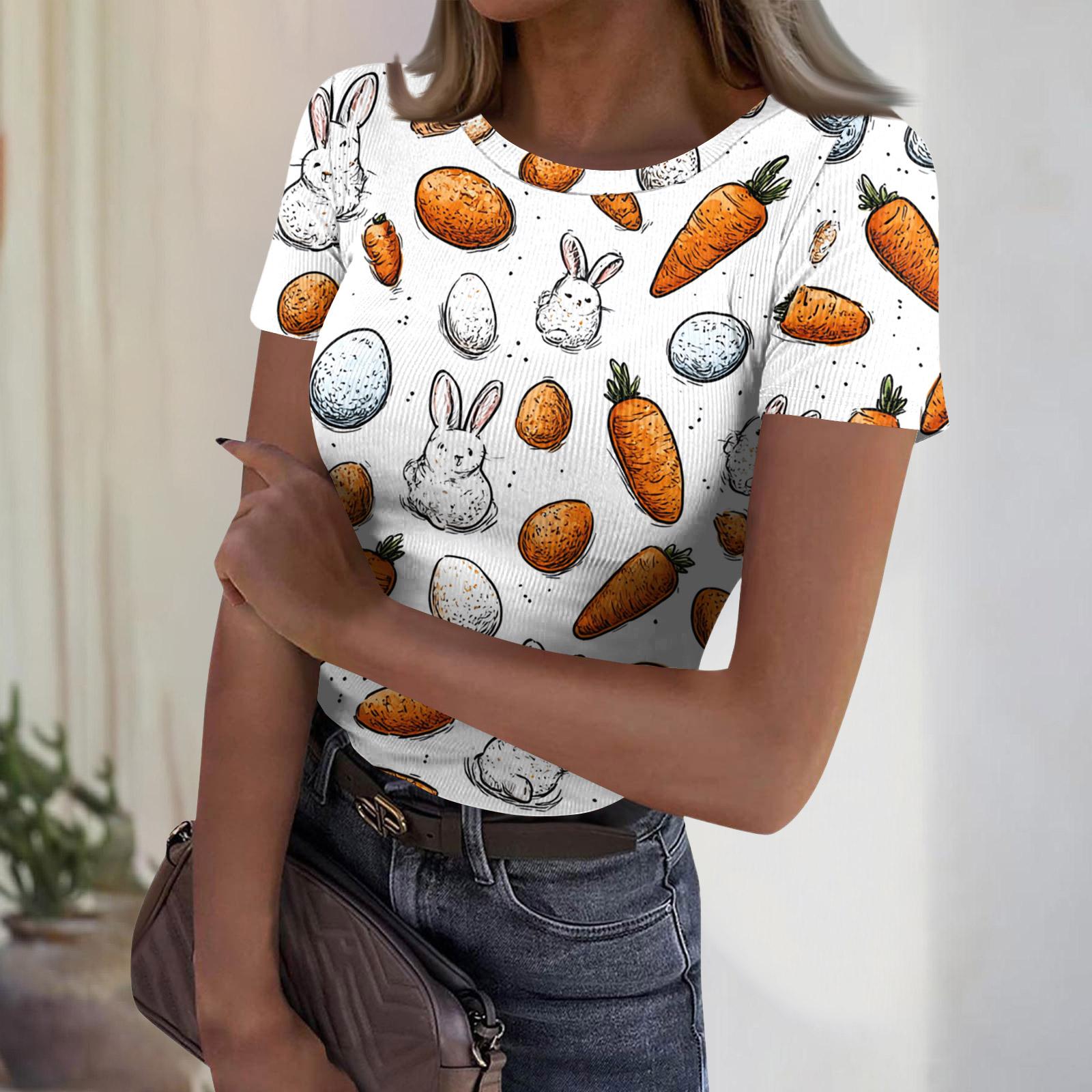 Women s Casual Fashion Round Neck Easter Print Short Sleeve Ribbed Top XL білий
Women s Casual Fashion Round Neck Easter Print Short Sleeve Ribbed Top XL білий
