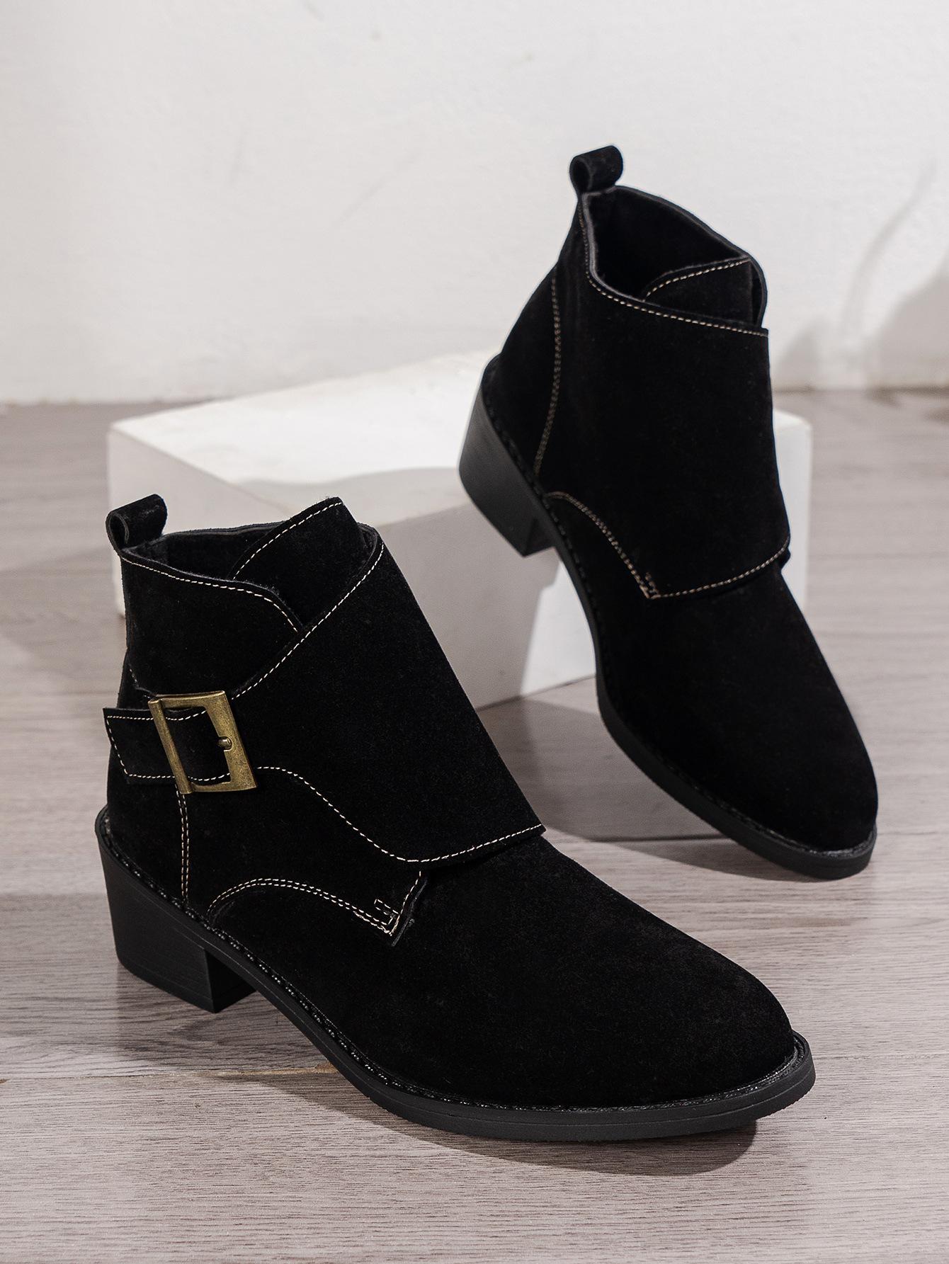 Большие размеры 2024 года, новые однотонные замшевые ботинки с толстым каблуком и металлической пряжкой, британские модные женские ботинки 36 чёрный
Большие размеры 2024 года, новые однотонные замшевые ботинки с толстым каблуком и металлической пряжкой, британские модные женские ботинки 36 чёрный