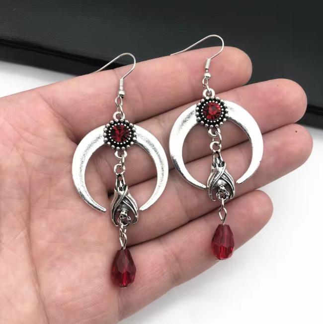 Romantic Gothic Moon Vampire Bat Tassel Red Water Drop Dangle Earrings for Women Halloween Party Punk Jewelry Accessories Gifts
Romantic Gothic Moon Vampire Bat Tassel Red Water Drop Dangle Earrings for Women Halloween Party Punk Jewelry Accessories Gifts