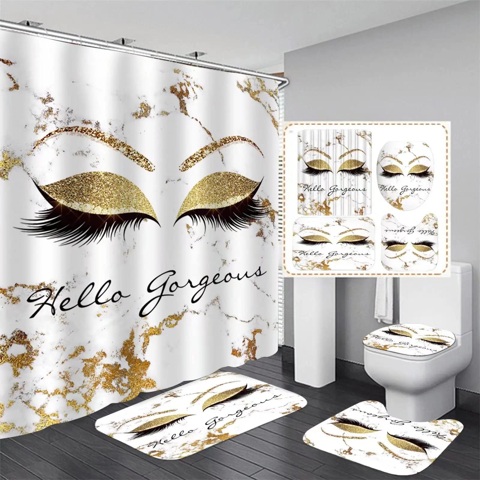 Girly Rose Gold Eyelash Makeup Shower Curtain Bath Curtain Set Spark Rose Drip Bathroom Curtain Eye Lash Beauty Salon Home Decor W60H190(CM)-1 Pcs
Girly Rose Gold Eyelash Makeup Shower Curtain Bath Curtain Set Spark Rose Drip Bathroom Curtain Eye Lash Beauty Salon Home Decor W60H190(CM)-1 Pcs