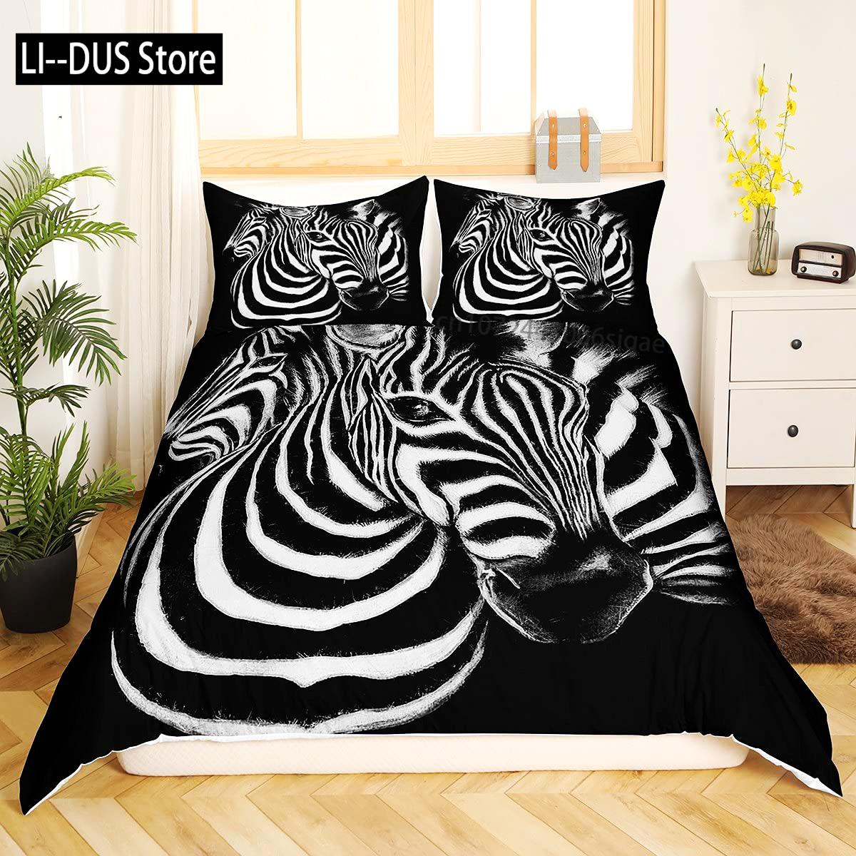 Zebra Print Bedding Set Striped Zebra Animal Print Decorative Quilted 3 Piece Comforter Cover with 2 Pillow Shams King Size 150*200cm 3pcs
Zebra Print Bedding Set Striped Zebra Animal Print Decorative Quilted 3 Piece Comforter Cover with 2 Pillow Shams King Size 150*200cm 3pcs