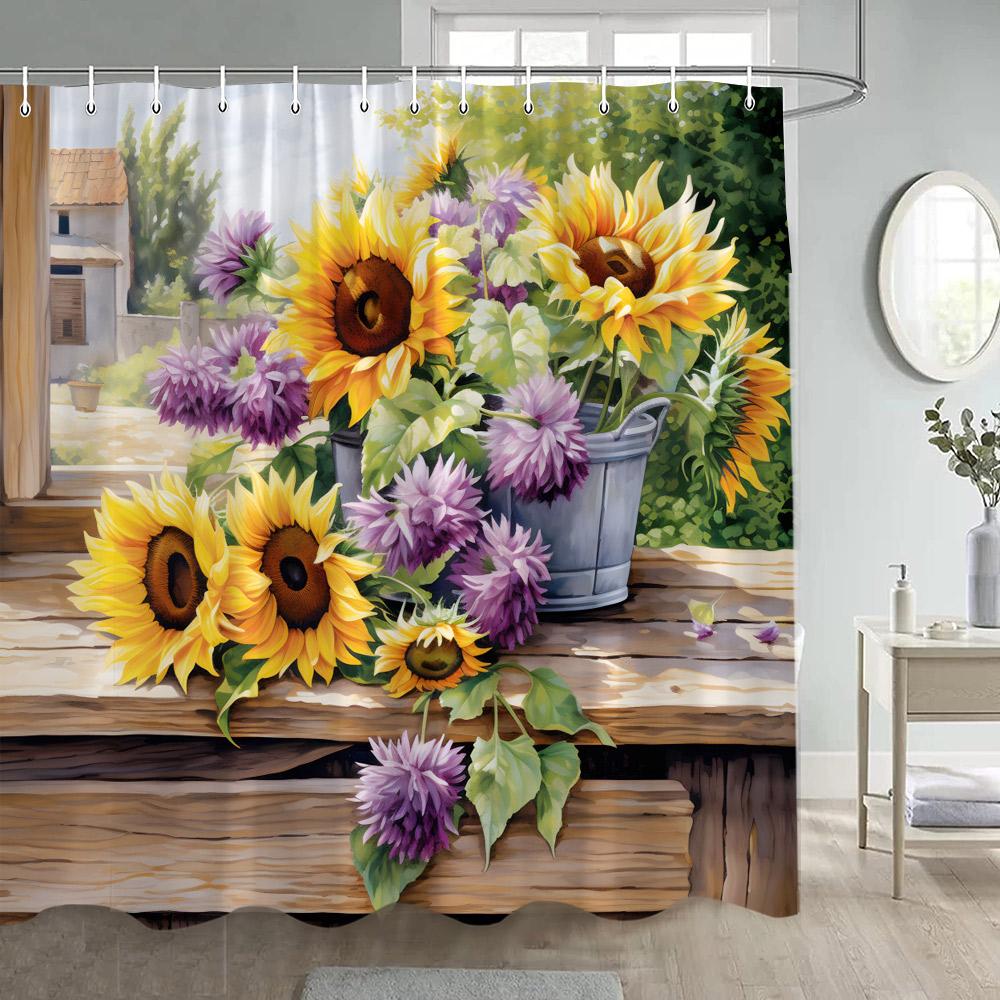 Rustic Sunflower Shower Curtains Vintage Farm Barn Wooden Door Autumn Floral Butterfly Bathroom Curtain Polyester Home Decor Set W60H190(CM)-1 Pcs
Rustic Sunflower Shower Curtains Vintage Farm Barn Wooden Door Autumn Floral Butterfly Bathroom Curtain Polyester Home Decor Set W60H190(CM)-1 Pcs