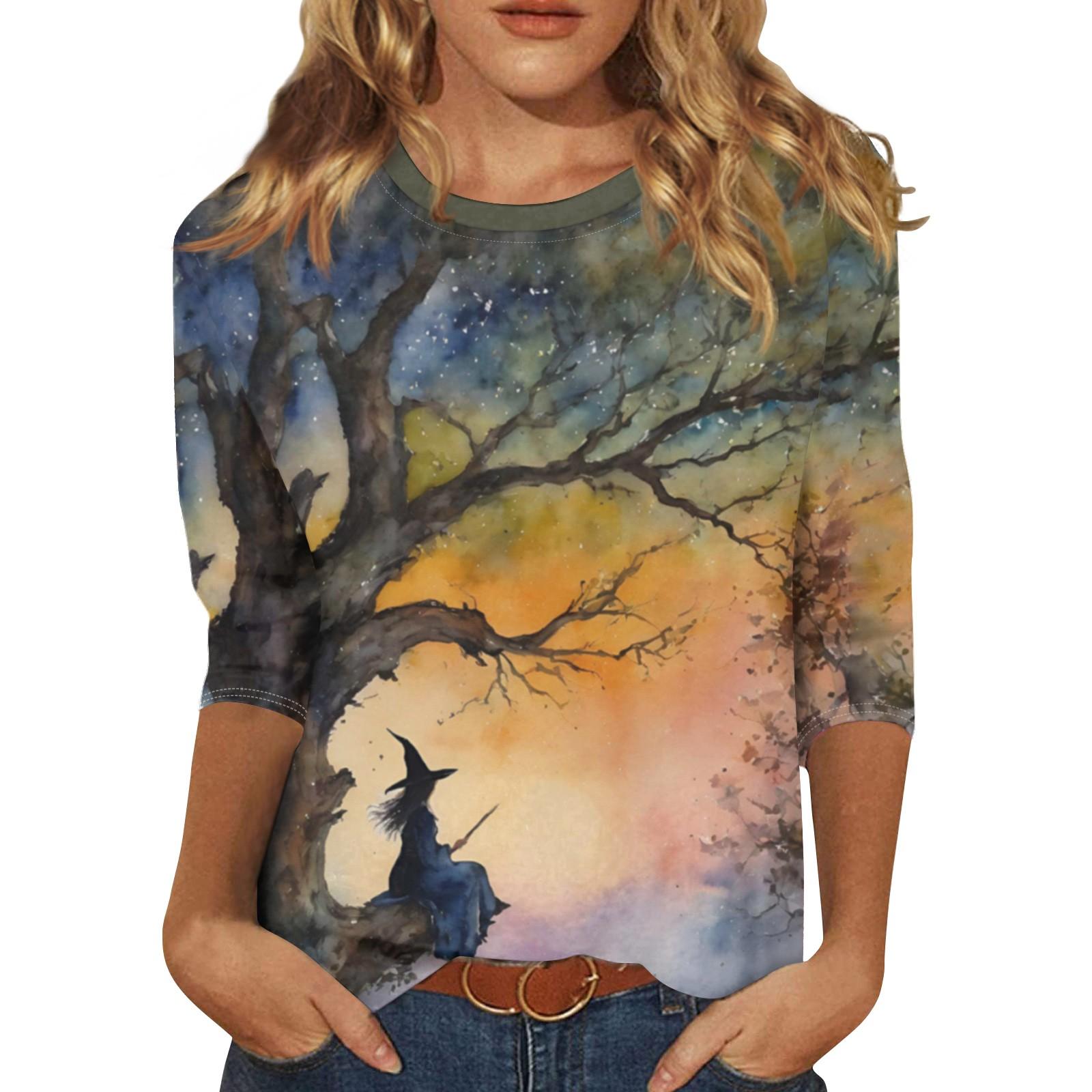 Женские летние рубашки с рукавом 3/4, новинка 2024 года, милые футболки с графическим принтом на Хэллоуин, блузки, повседневные топы больших размеров, пуловеры XL
Женские летние рубашки с рукавом 3/4, новинка 2024 года, милые футболки с графическим принтом на Хэллоуин, блузки, повседневные топы больших размеров, пуловеры XL