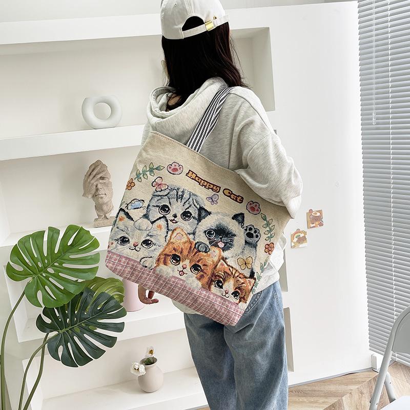 Portable Jacquard Bag Kitten Large Embroidered Canvas Bag Shopping Fashion Shoulder Women s Bag Tote Bag
Portable Jacquard Bag Kitten Large Embroidered Canvas Bag Shopping Fashion Shoulder Women s Bag Tote Bag