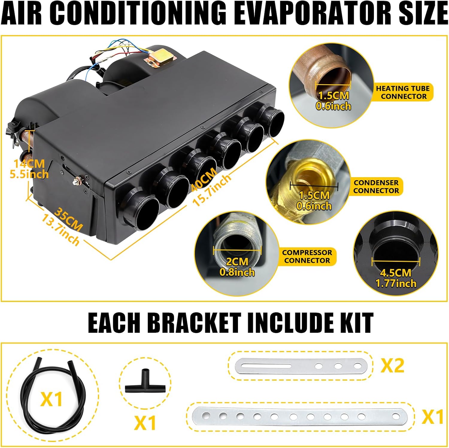 12V A/C Evaporator Assembly, Under-Dash Heating & Cooling Unit with 4 Vents for Car Truck RV United States
12V A/C Evaporator Assembly, Under-Dash Heating & Cooling Unit with 4 Vents for Car Truck RV United States