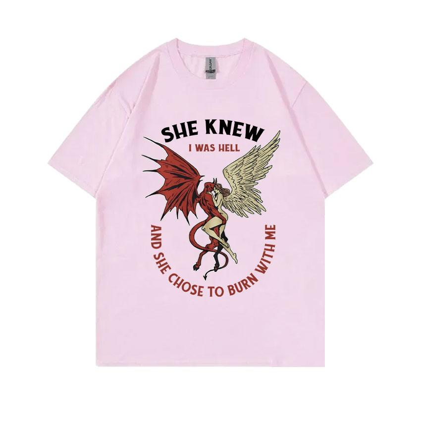 She Knew I Was Hell and She Chose To Burn with Me Angel and Demon Vintage Graphic Tshirt Unisex Women Fashion Oversized T Shirts 3XL
She Knew I Was Hell and She Chose To Burn with Me Angel and Demon Vintage Graphic Tshirt Unisex Women Fashion Oversized T Shirts 3XL