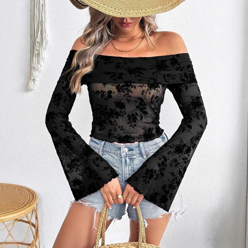 New Elegant Off Shoulder Mesh Floral Print Blouse Women Long Sleeve Fashion See Through Shirt Thin T-shirt Casual Short Tops Black Tees XXL чёрный
New Elegant Off Shoulder Mesh Floral Print Blouse Women Long Sleeve Fashion See Through Shirt Thin T-shirt Casual Short Tops Black Tees XXL чёрный
