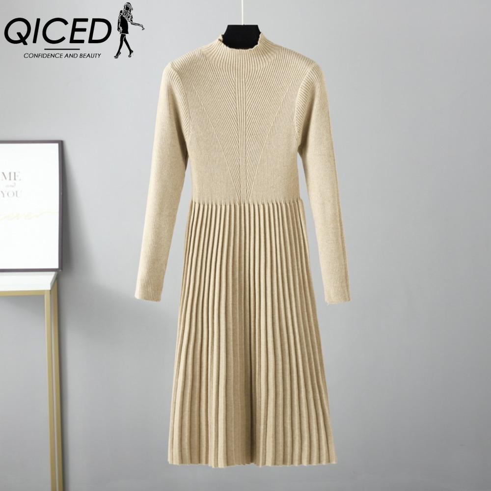 QICED Женское осенне-зимнее однотонное вязаное платье-свитер с высоким воротником, длинными рукавами и высокой талией one size хаки
QICED Женское осенне-зимнее однотонное вязаное платье-свитер с высоким воротником, длинными рукавами и высокой талией one size хаки