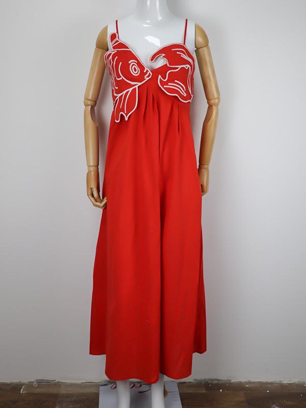 Embroidered Goldfish Sweet Style One-Shoulder Maxi Dress L
Embroidered Goldfish Sweet Style One-Shoulder Maxi Dress L