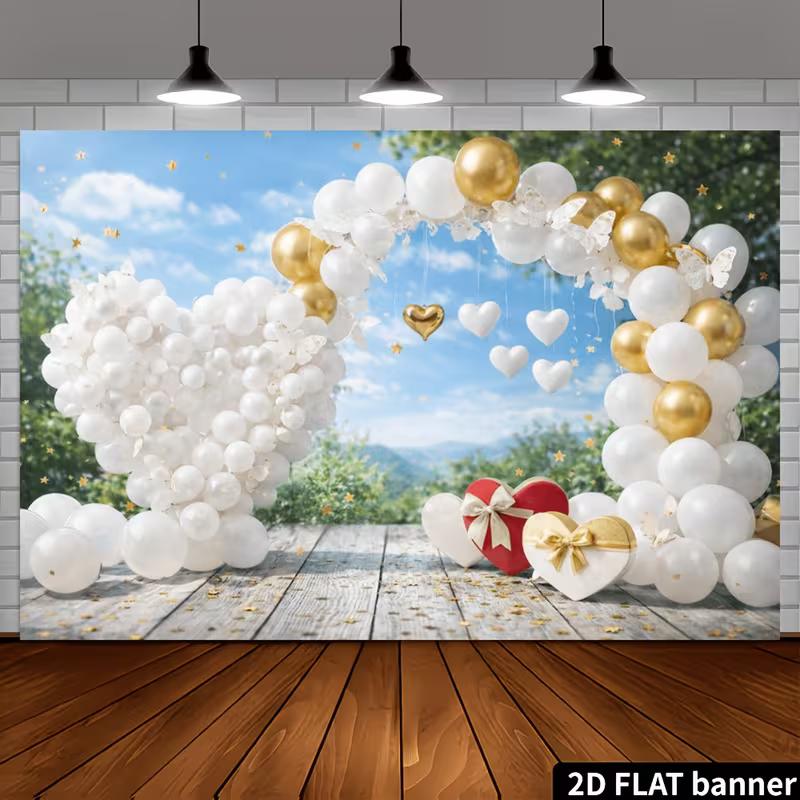 2D Heart Shaped White Balloon Arch Backdrop Valentine Birthday Party Photo Background 47.2x31.5inch/120*80cm
2D Heart Shaped White Balloon Arch Backdrop Valentine Birthday Party Photo Background 47.2x31.5inch/120*80cm