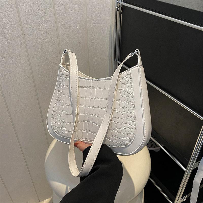 Ретро простая однотонная маленькая сумка для женщин 2024 года, летняя новая сумка через плечо, текстурная сумка-тоут, женская сумка белый