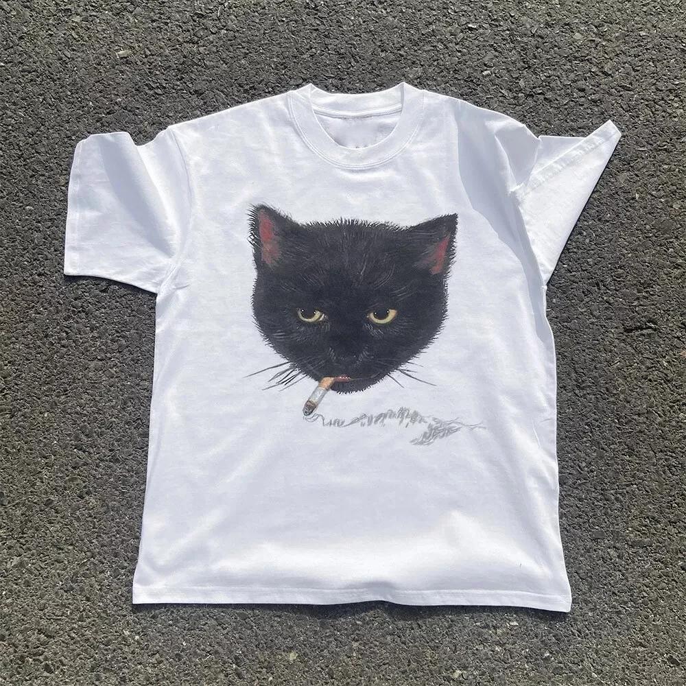 Retro Rock Hiphop Vintage Style Top Tee Tshirt Smocking Cat Graphic Print Punk Summer Short Sleeved Harajuku Streetwear S
Retro Rock Hiphop Vintage Style Top Tee Tshirt Smocking Cat Graphic Print Punk Summer Short Sleeved Harajuku Streetwear S