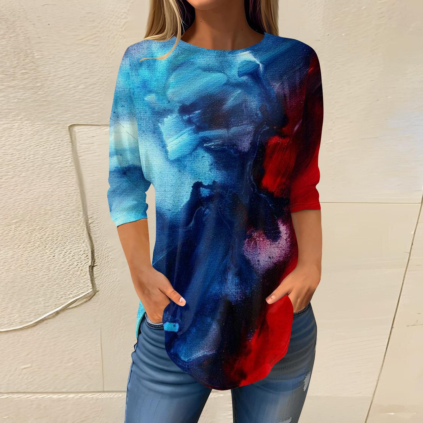 Женские футболки с рукавами 3/4, пуловеры на День независимости, летние весенние топы, блузки L синий
Женские футболки с рукавами 3/4, пуловеры на День независимости, летние весенние топы, блузки L синий