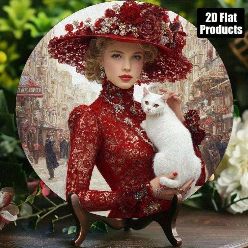 Vintage Red Lace Cat Woman Metal Wall Poster, Living Room Decor
Vintage Red Lace Cat Woman Metal Wall Poster, Living Room Decor