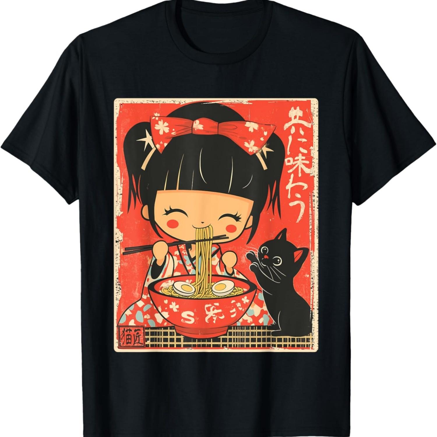 Kawaii Chibi Girl Eating Ramen with Black Kitten T-Shirt(2) S чёрный
Kawaii Chibi Girl Eating Ramen with Black Kitten T-Shirt(2) S чёрный