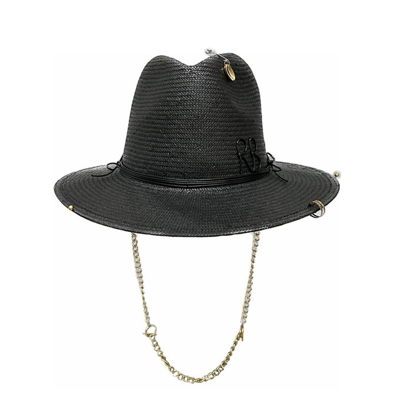 summer new arrival straw hat black chain strap fedora hat for women Sunshade Beach Hat Ladies M 57cm чорний
summer new arrival straw hat black chain strap fedora hat for women Sunshade Beach Hat Ladies M 57cm чорний