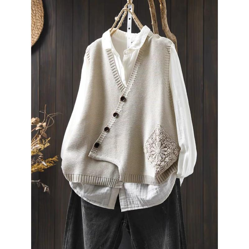 Womens Applique V Neck Cotton Knit Vest Womens Loose Fit Layering Cardigan Autumn Winter Fashion Oversized Sleeveless Top One size бежевий
Womens Applique V Neck Cotton Knit Vest Womens Loose Fit Layering Cardigan Autumn Winter Fashion Oversized Sleeveless Top One size бежевий