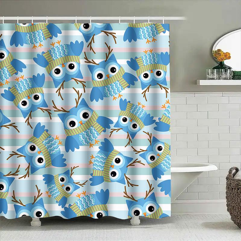 Modern Owl Blue Striped Shower Curtain Cute Bathroom Decor for Kids Room Waterproof Fabric Bath Mat Tassels Rod Pocket Design Un 90x180cm
Modern Owl Blue Striped Shower Curtain Cute Bathroom Decor for Kids Room Waterproof Fabric Bath Mat Tassels Rod Pocket Design Un 90x180cm
