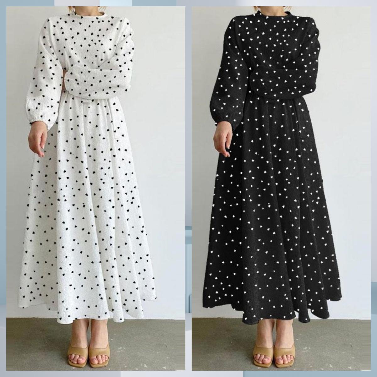 Весеннее женское элегантное длинное платье с длинным рукавом и принтом сердца
Весеннее женское элегантное длинное платье с длинным рукавом и принтом сердца