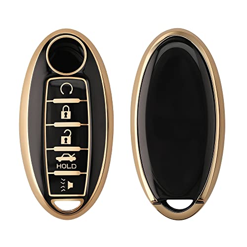 kwmobile Key Case for Nissan 5 Button Car Keys - Key Cover Key Cover TPU Glossy Finish - Car Key Shockproof Protection Black/Gold
kwmobile Key Case for Nissan 5 Button Car Keys - Key Cover Key Cover TPU Glossy Finish - Car Key Shockproof Protection Black/Gold