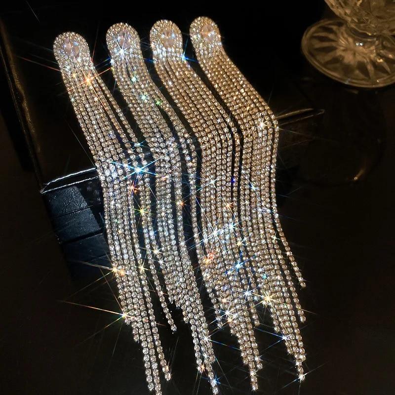 Geometric Long Tassel Crystal Drop Earrings for Women 2023 Silver Gold Color Rhinestone Earring Party Wedding Jewelry
Geometric Long Tassel Crystal Drop Earrings for Women 2023 Silver Gold Color Rhinestone Earring Party Wedding Jewelry