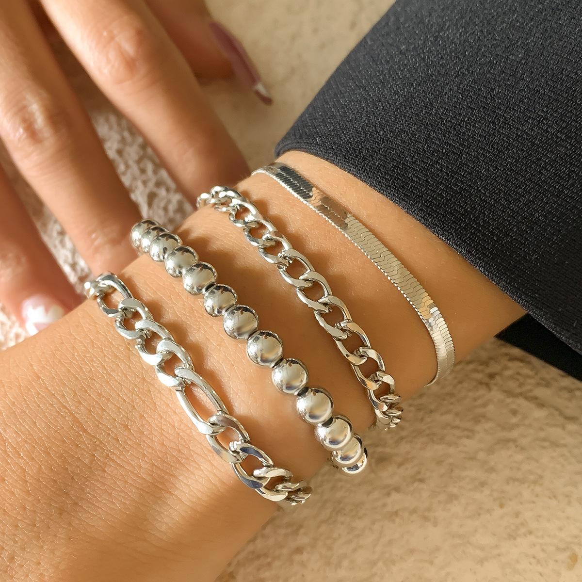 Accessories, simple round beads, snake bone chain set, bracelet women, versatile geometric hollow stacked jewelry
Accessories, simple round beads, snake bone chain set, bracelet women, versatile geometric hollow stacked jewelry