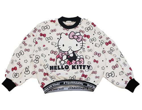 Sanrio Толстовка с рисунком «Китти» для девочек с белым узором 
Sanrio Толстовка с рисунком «Китти» для девочек с белым узором