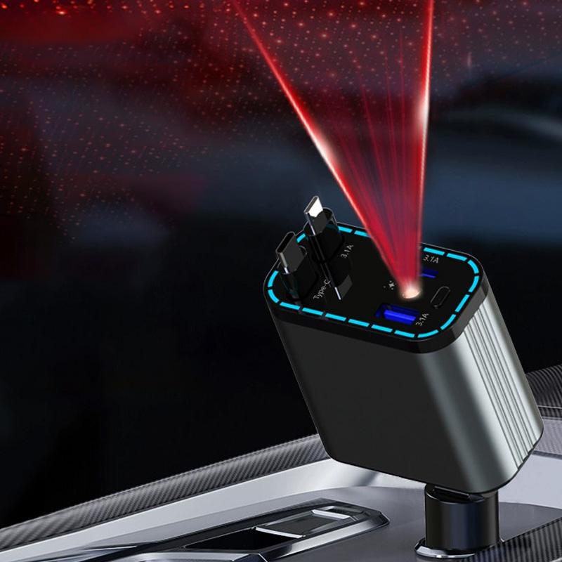 ZRGAE 5 IN 1 Retractable Car Charger 152W Fast Charging Starry Sky LED Lights USB Type-C Power Adapter For iPhone Android XC-19-B
ZRGAE 5 IN 1 Retractable Car Charger 152W Fast Charging Starry Sky LED Lights USB Type-C Power Adapter For iPhone Android XC-19-B