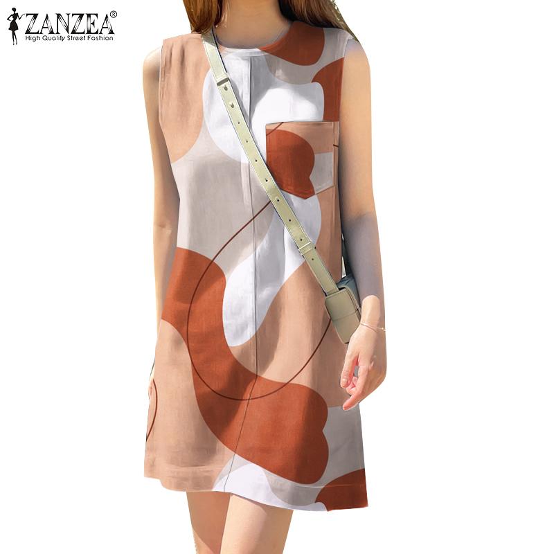 ZANZEA Женское повседневное летнее платье без рукавов с круглым вырезом и принтом
ZANZEA Женское повседневное летнее платье без рукавов с круглым вырезом и принтом