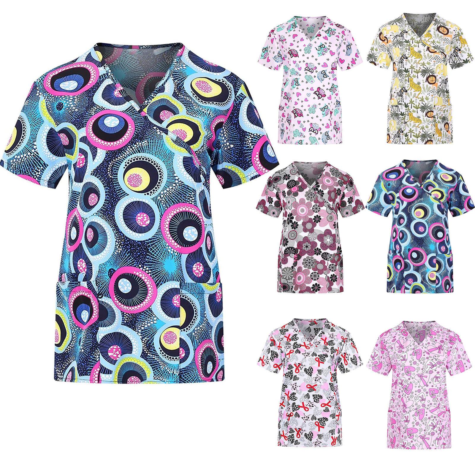 Женские топы с короткими рукавами и v-образным вырезом с карманами, рабочая рабочая одежда, топ
Женские топы с короткими рукавами и v-образным вырезом с карманами, рабочая рабочая одежда, топ