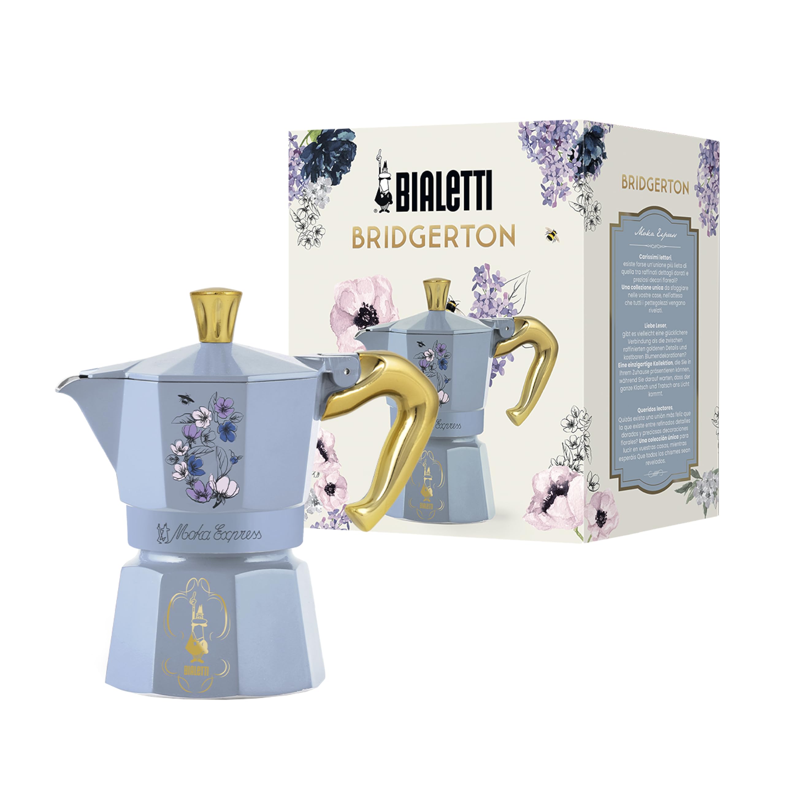 Bialetti Mocha Express Bridgerton 3 Cup Direct Fire Type Maker Эспрессо-машина (Кофе Маккинетта)
Bialetti Mocha Express Bridgerton 3 Cup Direct Fire Type Maker Эспрессо-машина (Кофе Маккинетта)