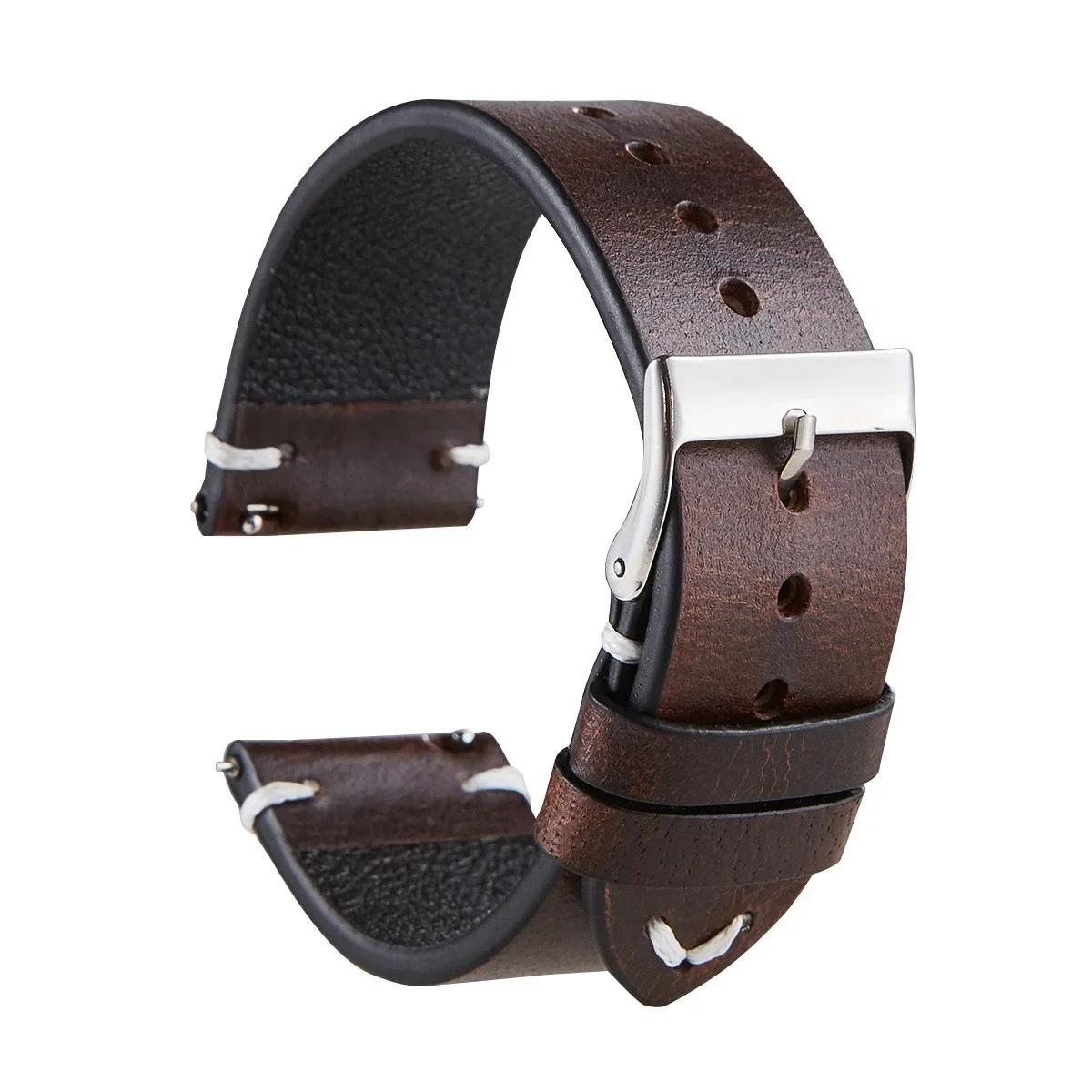 Vintage Oil Wax Colored Cowhide Watchband for Seiko Quick Release Waterproof Leather Strap 18mm 20mm 22mm Bracelet for Omega 18mm темно-коричневого кольору
Vintage Oil Wax Colored Cowhide Watchband for Seiko Quick Release Waterproof Leather Strap 18mm 20mm 22mm Bracelet for Omega 18mm темно-коричневого кольору