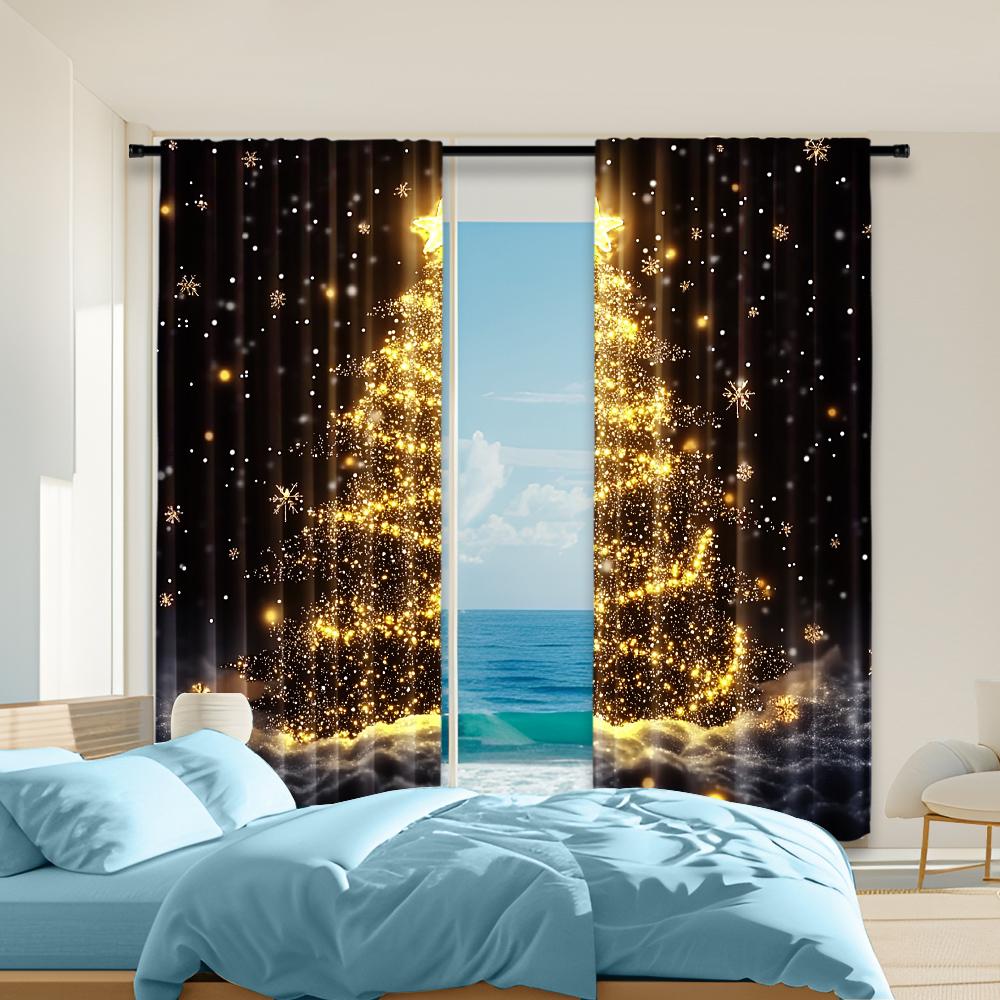 2Pcs Golden Christmas Tree Print Curtains Rod Hole Design For Easy Hanging Perfect For Living Room Bedroom Office Polyester Home 29x65in(75x166cm)
2Pcs Golden Christmas Tree Print Curtains Rod Hole Design For Easy Hanging Perfect For Living Room Bedroom Office Polyester Home 29x65in(75x166cm)