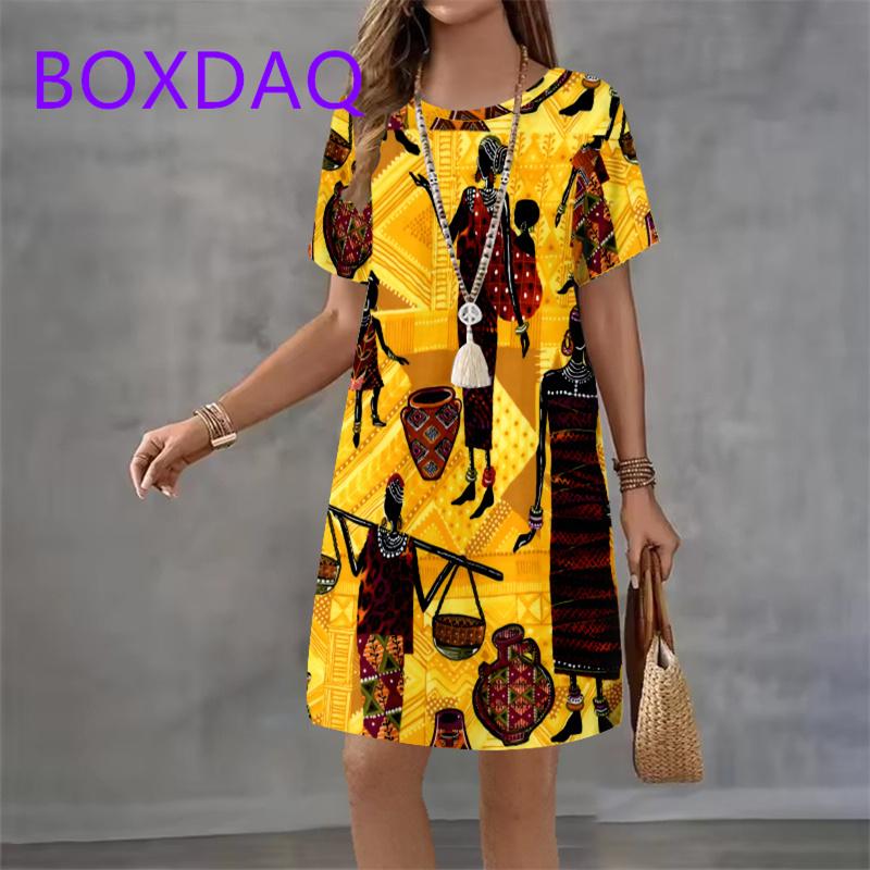 Retro African Style Print Women Dress New 2025 Summer Women Dress Streetwear Clothes Short Sleeve O-Neck Loose Casual Mini Dress S
Retro African Style Print Women Dress New 2025 Summer Women Dress Streetwear Clothes Short Sleeve O-Neck Loose Casual Mini Dress S