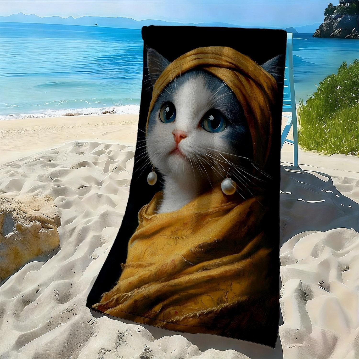 Cat with Pearl Earrings Pattern polyester microfiber beach towel is highly absorbent, suitable for swimming and beach outings W30*H60(CM)
Cat with Pearl Earrings Pattern polyester microfiber beach towel is highly absorbent, suitable for swimming and beach outings W30*H60(CM)