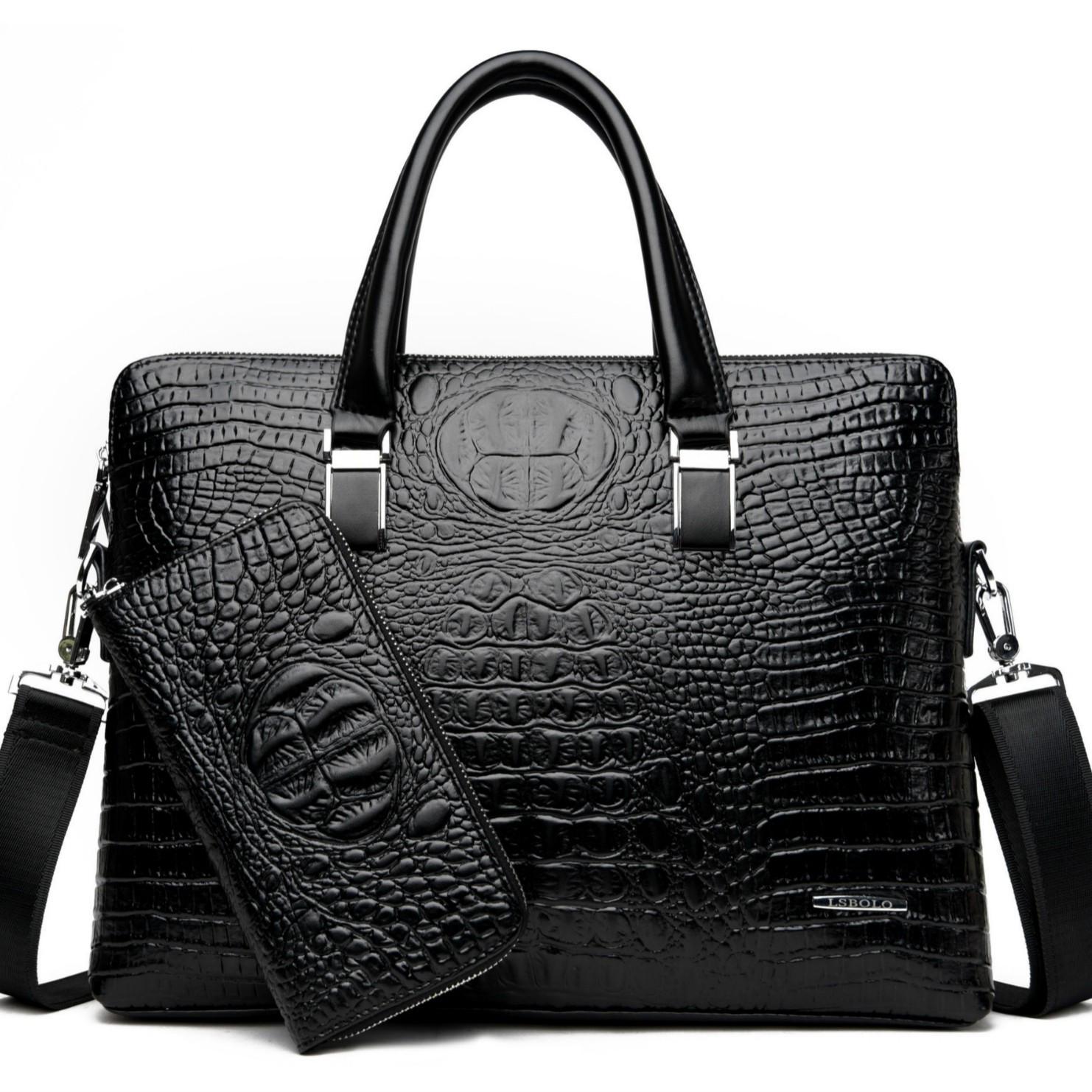 Модная мужская сумка через плечо и портфель с узором под крокодила Black Handbag
Модная мужская сумка через плечо и портфель с узором под крокодила Black Handbag