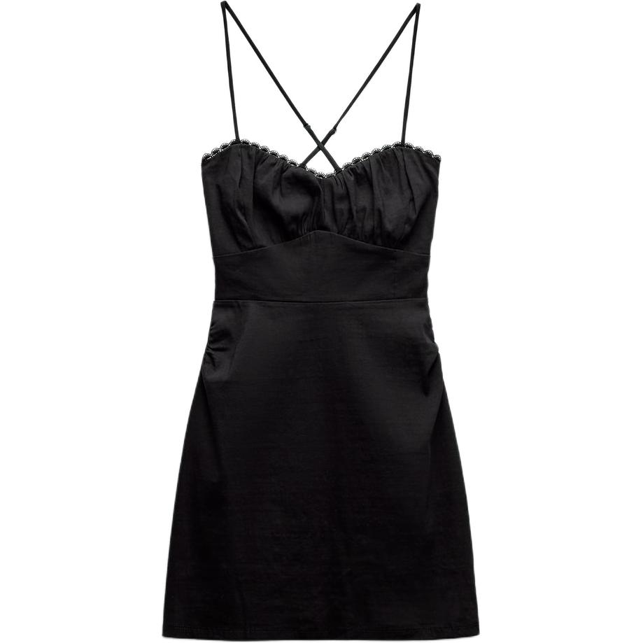 Zara Solid Color Lace Trim Fitted Short Camisole Dress Women dresses Black 2298113-800 M
Zara Solid Color Lace Trim Fitted Short Camisole Dress Women dresses Black 2298113-800 M