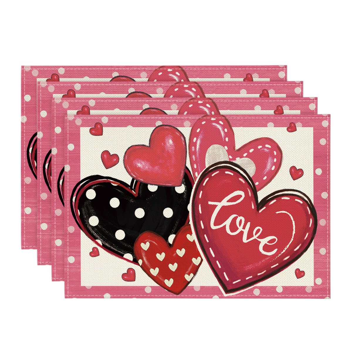 Dot Hearts Love Pink Valentine s Placemats Set of 4, 12x18 Inch Wedding Anniversary Table Mats for Party Dining Decoration 12 x 18 , Rectangular 4 Pcs
Dot Hearts Love Pink Valentine s Placemats Set of 4, 12x18 Inch Wedding Anniversary Table Mats for Party Dining Decoration 12 x 18 , Rectangular 4 Pcs