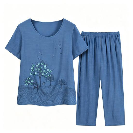Women s Pajamas Set Crew Neck Short Sleeve Top And Cropped Pants XL синий
Women s Pajamas Set Crew Neck Short Sleeve Top And Cropped Pants XL синий