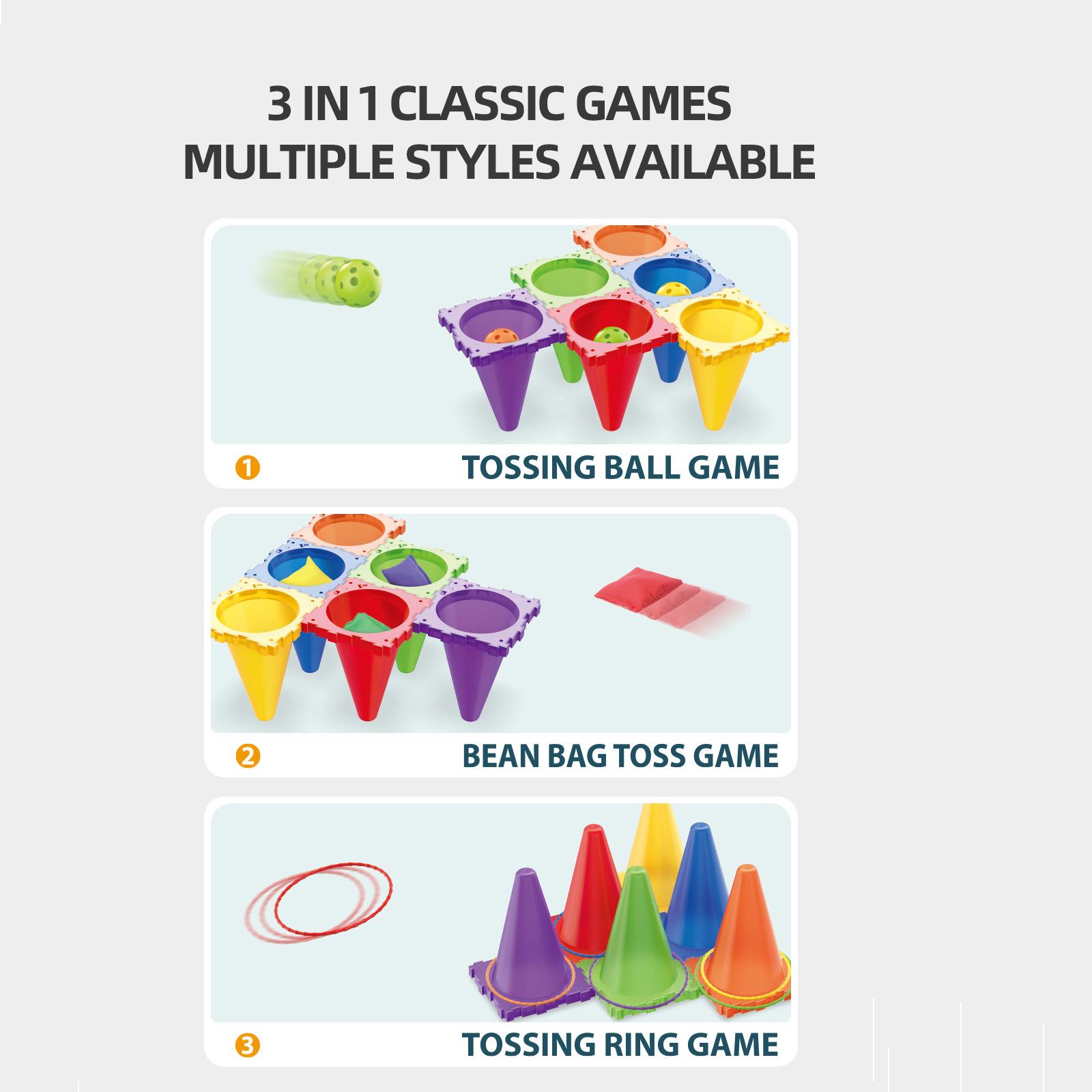 Kids Bean Bag Toss Game Set with Throwing Cones Rings Balls and Storage Bag for Indoor Outdoor Group Activities One Size
Kids Bean Bag Toss Game Set with Throwing Cones Rings Balls and Storage Bag for Indoor Outdoor Group Activities One Size